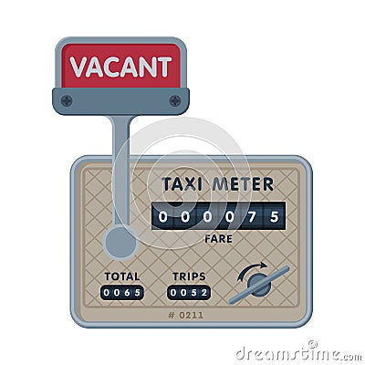Taximeter Device Calculating Equipment, Service Pay, Taxicab Counter Measurement Appliance Vector Illustration Vector Illustration