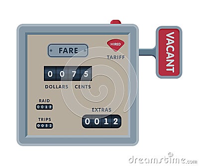 Taximeter Device Calculating Equipment, Taxi Car Measurement Appliance Vector Illustration on White Background Vector Illustration