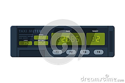 Taximeter Device, Calculating Equipment for Taxicab, Measurement Appliance with Buttons and Screen Vector Illustration Vector Illustration