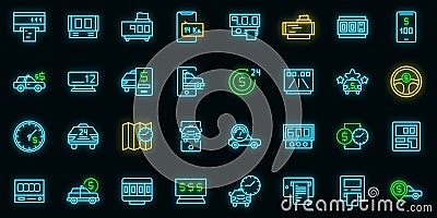 Taximeter icons set vector neon Vector Illustration