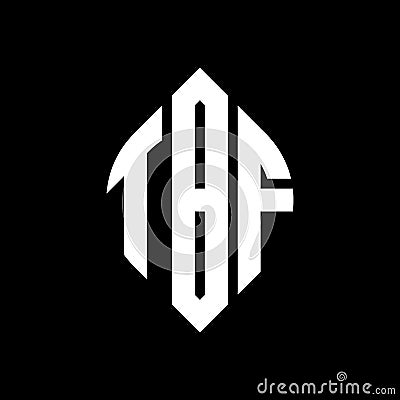 TBF circle letter logo design with circle and ellipse shape. TBF ellipse letters with typographic style. The three initials form a Vector Illustration