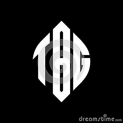 TBG circle letter logo design with circle and ellipse shape. TBG ellipse letters with typographic style. The three initials form a Vector Illustration