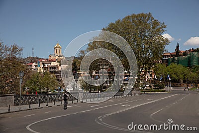 TBILISI, GEORGIA - Apr 05, 2020: Tbilisi on Lockdown from a pandemic in May 2020 Editorial Stock Photo