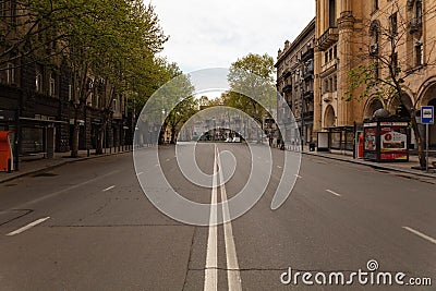 TBILISI, GEORGIA - Apr 05, 2020: Tbilisi on Lockdown from a pandemic in May 2020 Editorial Stock Photo