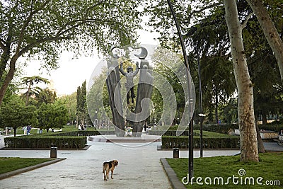 TBILISI, GEORGIA - APRIL 18, 2024: Deda Ena Park. Mother Tongue Statue Editorial Stock Photo