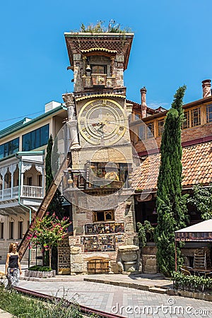 Leaning clock tower Tbilisi Georgia Editorial Stock Photo