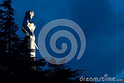 The photo of a big statue mother Georgia in Tbilisi Editorial Stock Photo