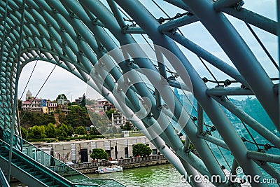 Tbilisi, Georgia. Panorama of Tbilisi. Bridge of Peace Editorial Stock Photo