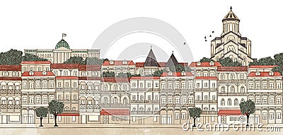 Tbilisi, Georgia - seamless banner Vector Illustration