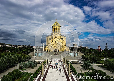 Tbilisi Sameba Orthodox Christian Cathedral Stock Photo