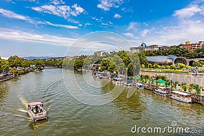 Tbilissi Kuri river cityscape Georgia Europe landmark Editorial Stock Photo