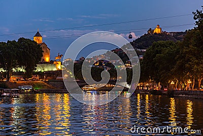 Tbilissi Kuri river cityscape Georgia Europe landmark Stock Photo