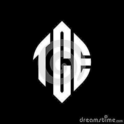 TCE circle letter logo design with circle and ellipse shape. TCE ellipse letters with typographic style. The three initials form a Vector Illustration