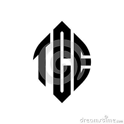 TCE circle letter logo design with circle and ellipse shape. TCE ellipse letters with typographic style. The three initials form a Vector Illustration