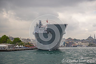 TCG Anadolu L-400 amphibious assault ship, Istanbul, Turkey Editorial Stock Photo