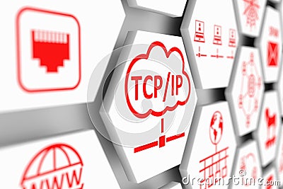 TCP IP concept Cartoon Illustration