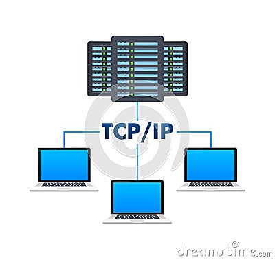 TCP IP - Transmission Control Protocol. Internet Protocol. Vector stock illustration. Vector Illustration