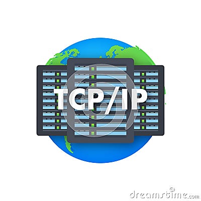TCP IP - Transmission Control Protocol. Internet Protocol. Vector stock illustration. Vector Illustration