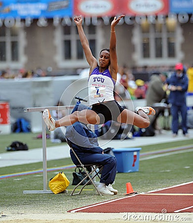 TCU ladies long jumper flies through the air Editorial Stock Photo