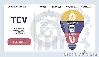 TCV - total contract value acronym. business concept background. Vector Illustration