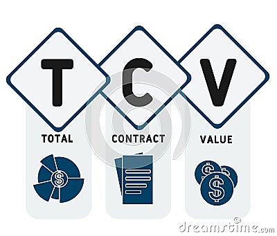 TCV - total contract value acronym. business concept background. Vector Illustration