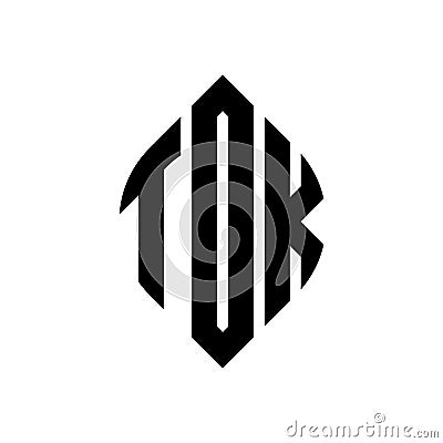 TDK circle letter logo design with circle and ellipse shape. TDK ellipse letters with typographic style. The three initials form a Vector Illustration