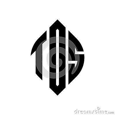TDS circle letter logo design with circle and ellipse shape. TDS ellipse letters with typographic style. The three initials form a Vector Illustration