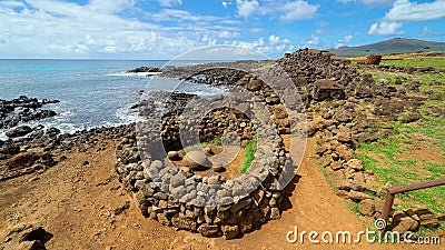 Te Pito o Te Henua, The Navel of the World, Easter Island, Chile Stock Photo