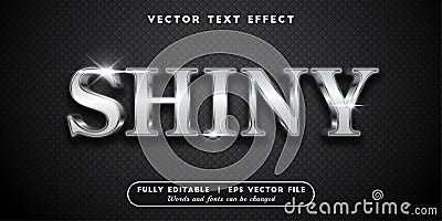 Text Effect 3D Shiny Silver, Editable Text Style Vector Illustration