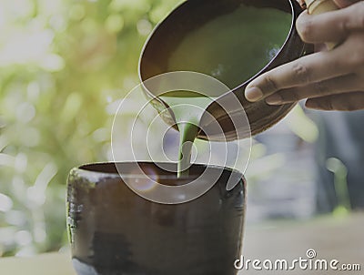 Tea Aromatic Drink Freshness Matcha Pouring Concept Stock Photo