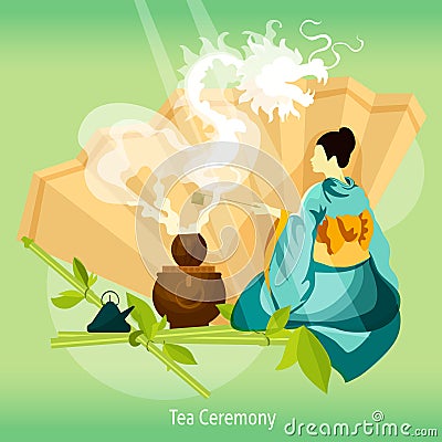 Tea Ceremony Background Vector Illustration