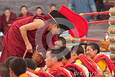 Tea Ceremony, Sakya Buddhist monastery, Tibet Editorial Stock Photo