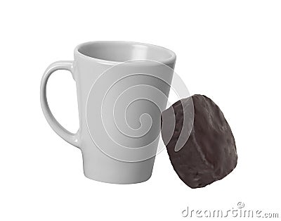 Tea with chocolate isolated Stock Photo