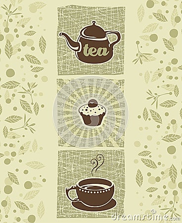 Tea and cookie Vector Illustration