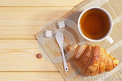 Tea and croissant Stock Photo