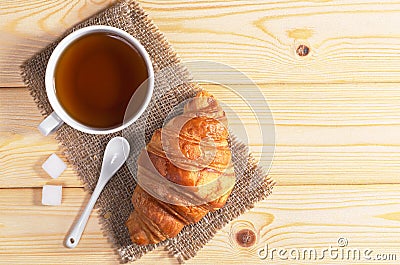 Tea and croissant Stock Photo