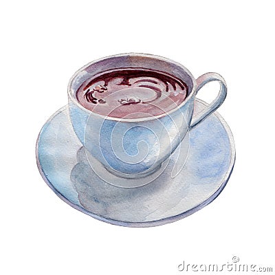 The tea cup isolated on white background, watercolor illustration Cartoon Illustration