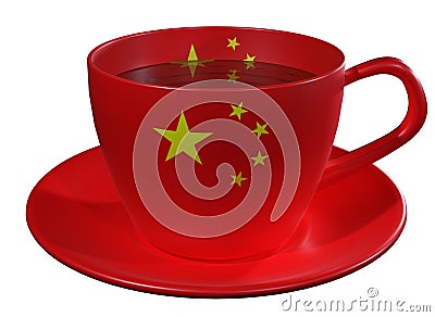 Tea Cup and saucer, which is applied to the image of the flag of China Stock Photo