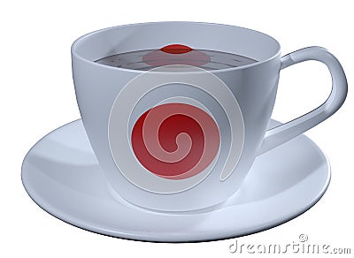 Tea Cup and saucer, which is applied to the image of the flag of Japan Stock Photo