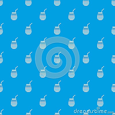 Tea cup used mate or terere in Argentina pattern seamless blue Vector Illustration