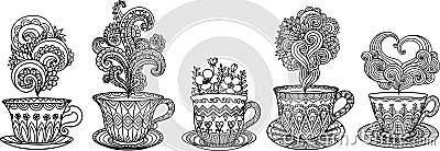 Tea cups or coffee cups for design element. Vector Illustration