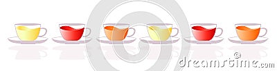 Tea cups web heading Cartoon Illustration