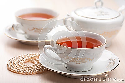 Tea in elegant cups Stock Photo