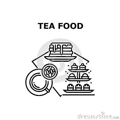 Tea Food Dessert Vector Concept Black Illustration Vector Illustration