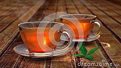Tea in glass cup Cartoon Illustration