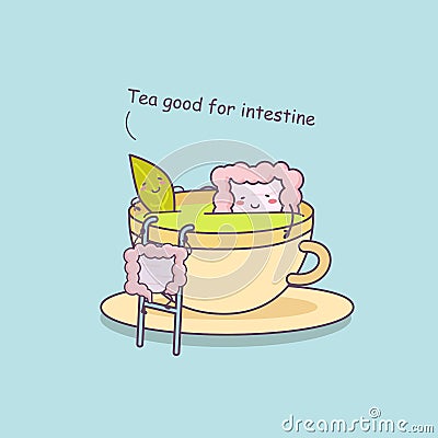 Tea is good for intestine Vector Illustration