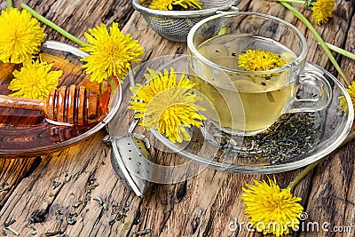 Tea with honey dandelion Stock Photo