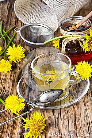 Tea with honey dandelion Stock Photo