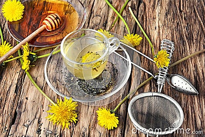 Tea with honey dandelion Stock Photo