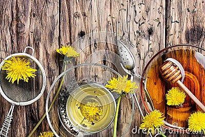 Tea with honey dandelion Stock Photo